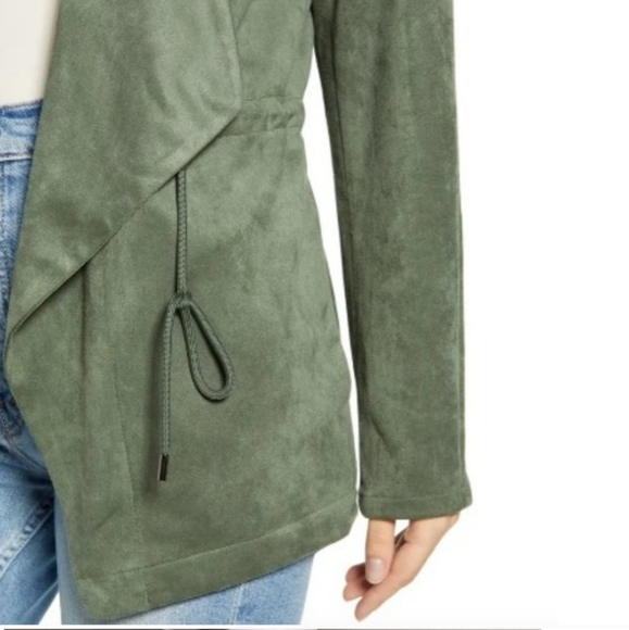 BlankNYC Domino Faux Suede Drape Front Jacket M - Picture 3 of 3